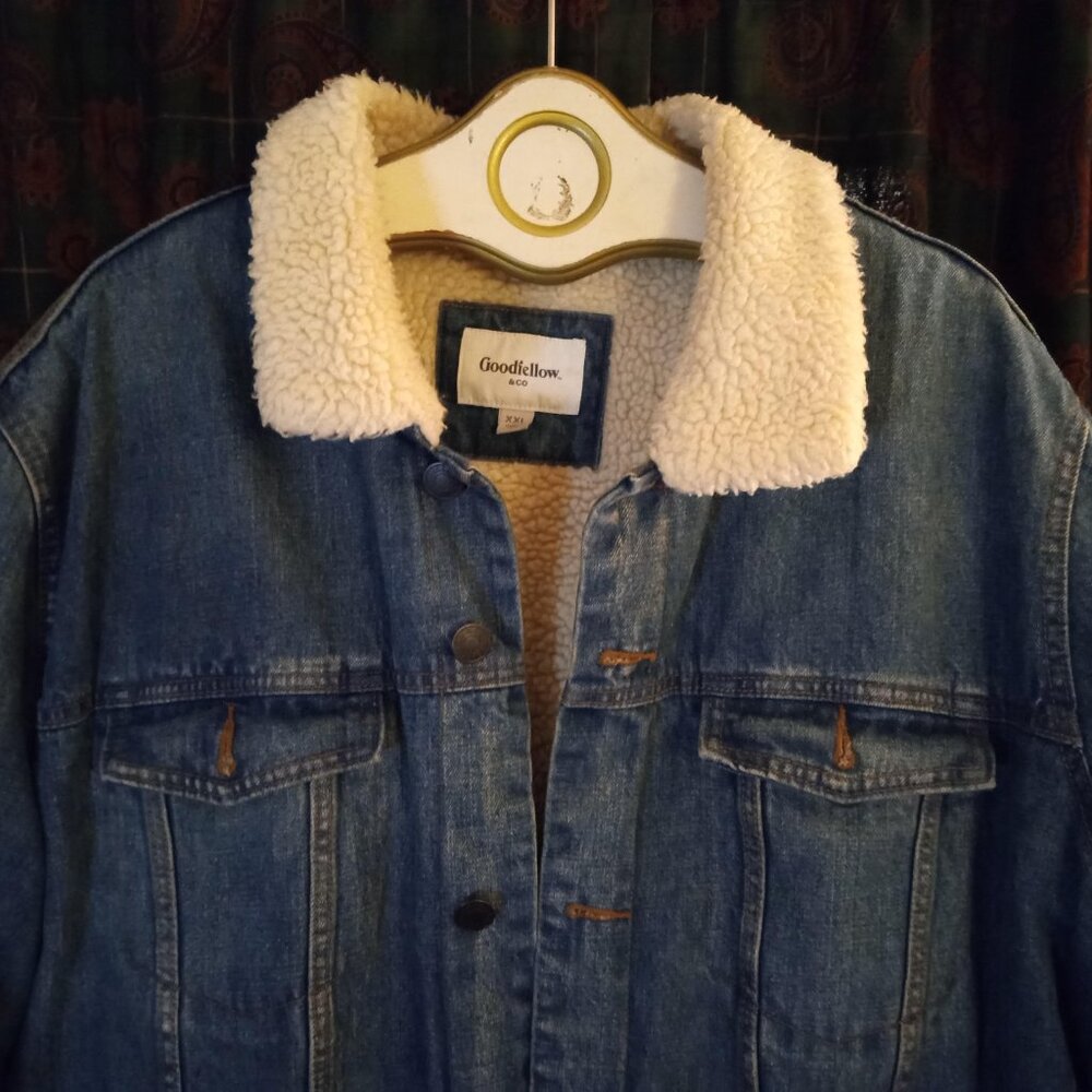 Goodfellow & Co.  Sherpa lined denim jean jacket Size XXL NWOT - Picture 3 of 10